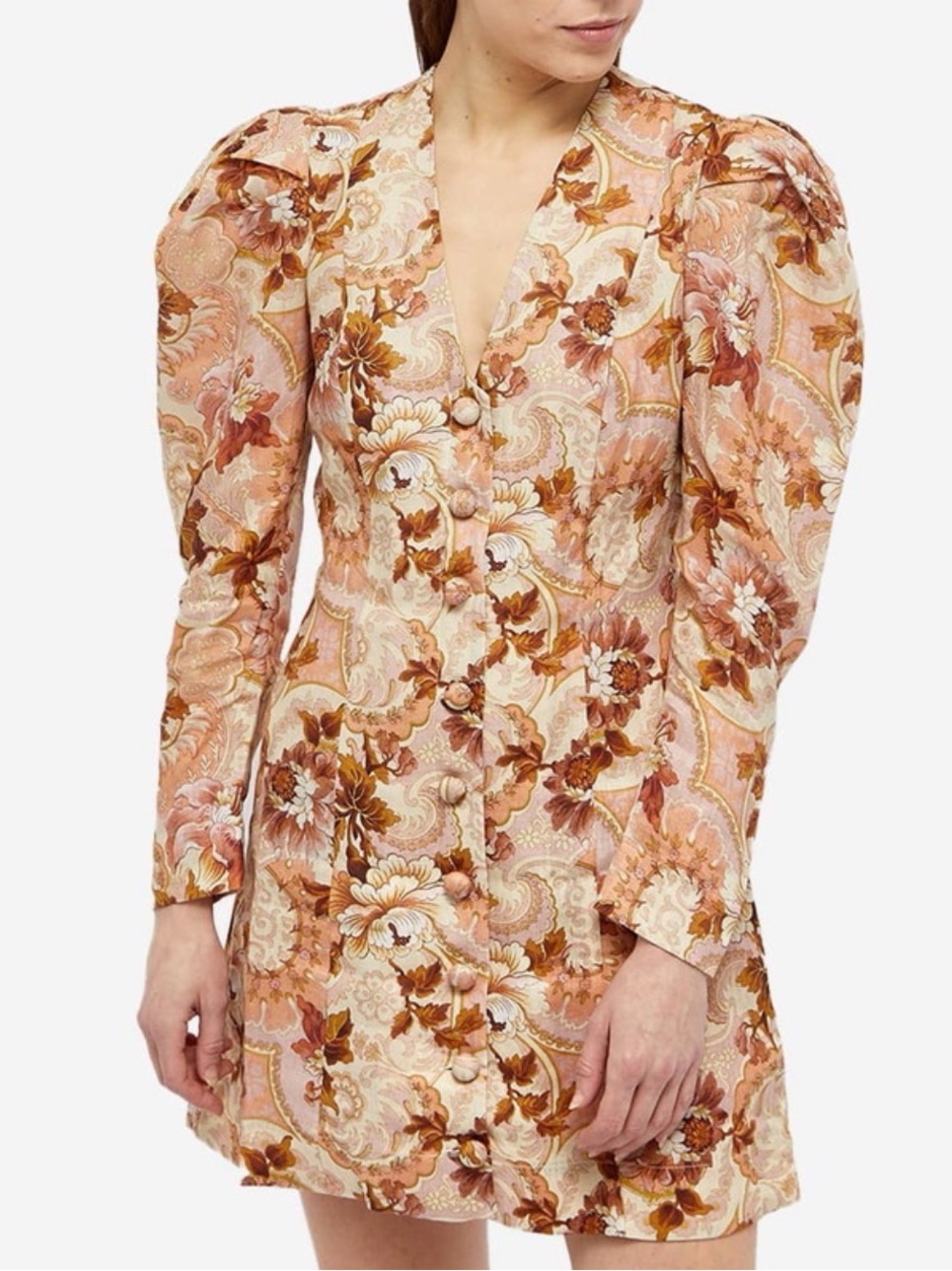 Alemais Phillipa Puff Sleeve Mini Dress in Blush Floral